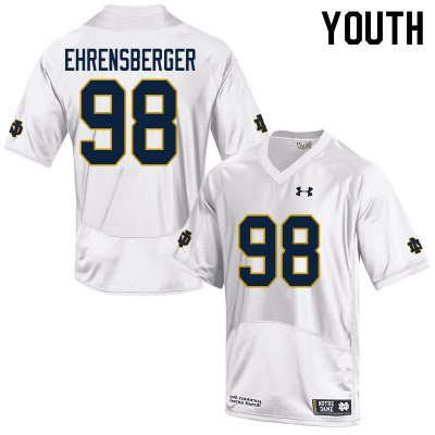 Notre Dame Fighting Irish Youth Alexander Ehrensberger #98 White Under Armour Authentic Stitched College NCAA Football Jersey GAO1799EV